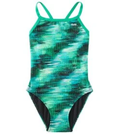TYR Girls' Surge Diamondfit One Piece Swimsuit 38 TYR Girls' Surge Diamondfit One Piece Swimsuit -Swimwear Outlet 8649263317160 green 1a