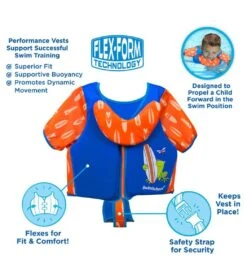 Aqua Leisure Kids' Deluxe Swim Trainer Vest With Collar 25 Aqua Leisure Kids' Deluxe Swim Trainer Vest With Collar -Swimwear Outlet 8650054041768 blueorange 4a