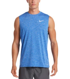 Nike Men's Heather Sleeveless Hydroguard -Swimwear Outlet 8650078257320 laserblue 1a