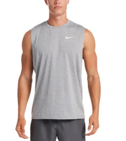 Nike Men's Heather Sleeveless Hydroguard -Swimwear Outlet 8650078257320 particlegrey