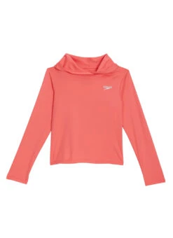 Speedo Girls' Long Sleeve Hooded Swim Tee (Big Kid) -Swimwear Outlet 8650191798440 coralparadise