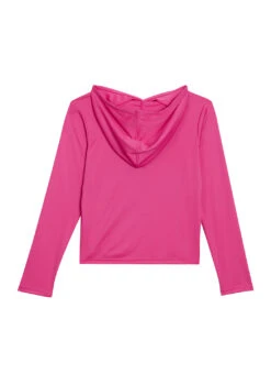 Speedo Girls' Long Sleeve Hooded Swim Tee (Big Kid) -Swimwear Outlet 8650191798440 roseviolet 2a