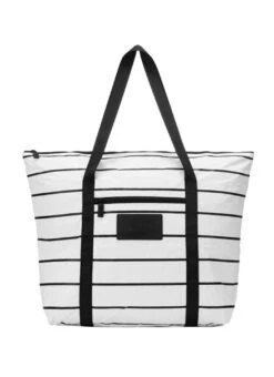 ALOHA Pinstripe Zipper Beach Tote -Swimwear Outlet 8650496114856 blackwhite 1a