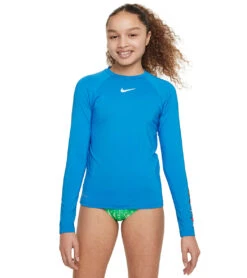 Nike Girls' Charms Long Sleeve Hydroguard (Big Kid) 31 Nike Girls' Charms Long Sleeve Hydroguard (Big Kid) -Swimwear Outlet 8650791125160 photoblue 1a