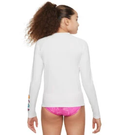 Nike Girls' Charms Long Sleeve Hydroguard (Big Kid) 41 Nike Girls' Charms Long Sleeve Hydroguard (Big Kid) -Swimwear Outlet 8650791125160 white 2a