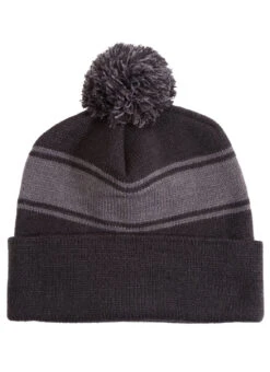 SwimOutlet Stripe Pom Pom Beanie 36 SwimOutlet Stripe Pom Pom Beanie -Swimwear Outlet 8650883727528 blackirongrey 1a