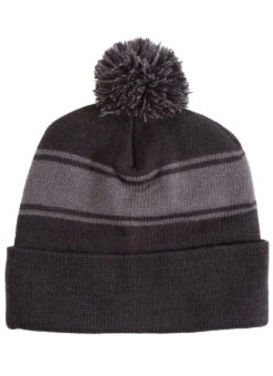 SwimOutlet Stripe Pom Pom Beanie 37 SwimOutlet Stripe Pom Pom Beanie -Swimwear Outlet 8650883727528 blackirongrey 2a