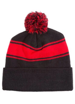 SwimOutlet Stripe Pom Pom Beanie 33 SwimOutlet Stripe Pom Pom Beanie -Swimwear Outlet 8650883727528 blacktruered 2a
