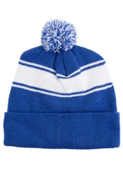 SwimOutlet Stripe Pom Pom Beanie 41 SwimOutlet Stripe Pom Pom Beanie -Swimwear Outlet 8650883727528 trueroyalwhite 2a