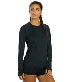 Xcel Women's Ventx Hawaiian Inspired Leaf Print Long Sleeve UV Rashguard 11 Xcel Women's Ventx Hawaiian Inspired Leaf Print Long Sleeve UV Rashguard -Swimwear Outlet 8650979967144 blackblackmonstera 2a