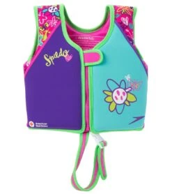 Speedo Girls' Learn To Swim Printed Neoprene Swim Vest (2yrs-6yrs) -Swimwear Outlet 8651164975272 aqua
