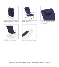 Picnic Time Monaco Beach Chair -Swimwear Outlet 8651193647272 navy 6a