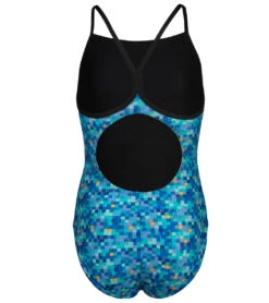 Arena Girls' Pooltiles Printed Lightdrop Back One Piece Swimsuit (Little Kid, Big Kid) 11 Arena Girls' Pooltiles Printed Lightdrop Back One Piece Swimsuit (Little Kid, Big Kid) -Swimwear Outlet 8651267178664 blackbluemulti 3a