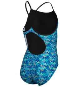 Arena Girls' Pooltiles Printed Lightdrop Back One Piece Swimsuit (Little Kid, Big Kid) 12 Arena Girls' Pooltiles Printed Lightdrop Back One Piece Swimsuit (Little Kid, Big Kid) -Swimwear Outlet 8651267178664 blackbluemulti 4a