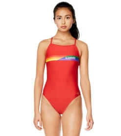 Speedo Pride Women's Graphic One Back One Piece Swimsuit -Swimwear Outlet 8651286511784 bittersweet 1a