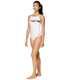 Speedo Pride Women's Graphic One Back One Piece Swimsuit -Swimwear Outlet 8651286511784 brightwhite 3a