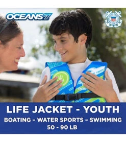 Aqua Leisure Kids' USCGA 3 Buckle Personal Flotation Device (50-90 Lbs.) 36 Aqua Leisure Kids' USCGA 3 Buckle Personal Flotation Device (50-90 Lbs.) -Swimwear Outlet 8651298439336 blue 7a