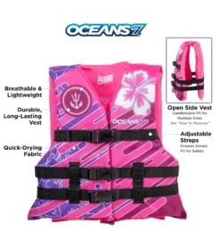 Aqua Leisure Kids' USCGA 3 Buckle Personal Flotation Device (50-90 Lbs.) 23 Aqua Leisure Kids' USCGA 3 Buckle Personal Flotation Device (50-90 Lbs.) -Swimwear Outlet 8651298439336 pink 3a