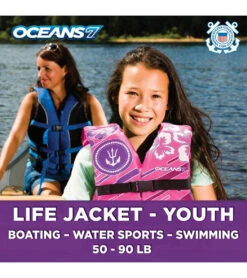 Aqua Leisure Kids' USCGA 3 Buckle Personal Flotation Device (50-90 Lbs.) 27 Aqua Leisure Kids' USCGA 3 Buckle Personal Flotation Device (50-90 Lbs.) -Swimwear Outlet 8651298439336 pink 7a