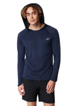 Speedo Men's Baybreeze Hooded Long Sleeve Swim Shirt 22 Speedo Men's Baybreeze Hooded Long Sleeve Swim Shirt -Swimwear Outlet 8651304304808 peacoat 1a