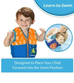 Aqua Leisure Kids' Printed Swim Vest With Safety Strap 30 Aqua Leisure Kids' Printed Swim Vest With Safety Strap -Swimwear Outlet 8651339366568 blueorange 9a