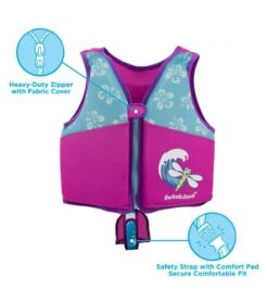 Aqua Leisure Kids' Printed Swim Vest With Safety Strap 37 Aqua Leisure Kids' Printed Swim Vest With Safety Strap -Swimwear Outlet 8651339366568 pinkblue 5a