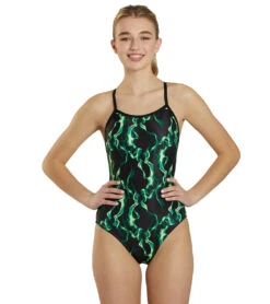 Dolfin Women's Reliance Vapor Print V-Back One Piece Swimsuit 40 Dolfin Women's Reliance Vapor Print V-Back One Piece Swimsuit -Swimwear Outlet 8651560976552 vaporgreen 1a