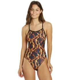 Dolfin Women's Reliance Vapor Print V-Back One Piece Swimsuit 27 Dolfin Women's Reliance Vapor Print V-Back One Piece Swimsuit -Swimwear Outlet 8651560976552 vapororange