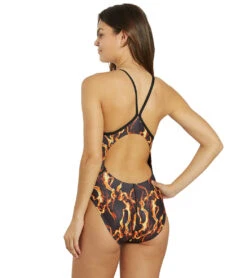 Dolfin Women's Reliance Vapor Print V-Back One Piece Swimsuit 24 Dolfin Women's Reliance Vapor Print V-Back One Piece Swimsuit -Swimwear Outlet 8651560976552 vapororange 3a