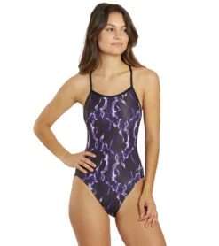 Dolfin Women's Reliance Vapor Print V-Back One Piece Swimsuit 28 Dolfin Women's Reliance Vapor Print V-Back One Piece Swimsuit -Swimwear Outlet 8651560976552 vaporpurple 1a