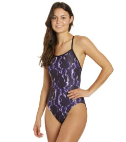 Dolfin Women's Reliance Vapor Print V-Back One Piece Swimsuit 31 Dolfin Women's Reliance Vapor Print V-Back One Piece Swimsuit -Swimwear Outlet 8651560976552 vaporpurple 4a