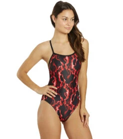 Dolfin Women's Reliance Vapor Print V-Back One Piece Swimsuit 35 Dolfin Women's Reliance Vapor Print V-Back One Piece Swimsuit -Swimwear Outlet 8651560976552 vaporred 2a