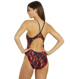 Dolfin Women's Reliance Vapor Print V-Back One Piece Swimsuit 36 Dolfin Women's Reliance Vapor Print V-Back One Piece Swimsuit -Swimwear Outlet 8651560976552 vaporred 3a