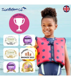 Konfidence Print Learn To Swim Buoyancy Jacket Swim Vest (Toddler, Little Kid) -Swimwear Outlet 8651811913896 pinkladybird 2a