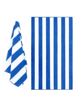 Dohler Marine Stripes Loop Terry Pool Towel 40" X 72" -Swimwear Outlet 8652015173800 blue 5a
