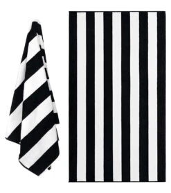Dohler Marine Stripes Loop Terry Pool Towel 40" X 72" -Swimwear Outlet 8652015173800 marinestripesblack 5a