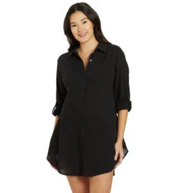 Jantzen Women's Marie High-Low Cover Up Shirt 40 Jantzen Women's Marie High-Low Cover Up Shirt -Swimwear Outlet 8652159975592 black