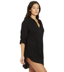 Jantzen Women's Marie High-Low Cover Up Shirt 36 Jantzen Women's Marie High-Low Cover Up Shirt -Swimwear Outlet 8652159975592 black 2a