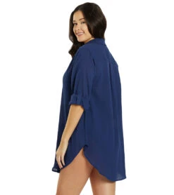 Jantzen Women's Marie High-Low Cover Up Shirt 31 Jantzen Women's Marie High-Low Cover Up Shirt -Swimwear Outlet 8652159975592 pantheonblue 3a