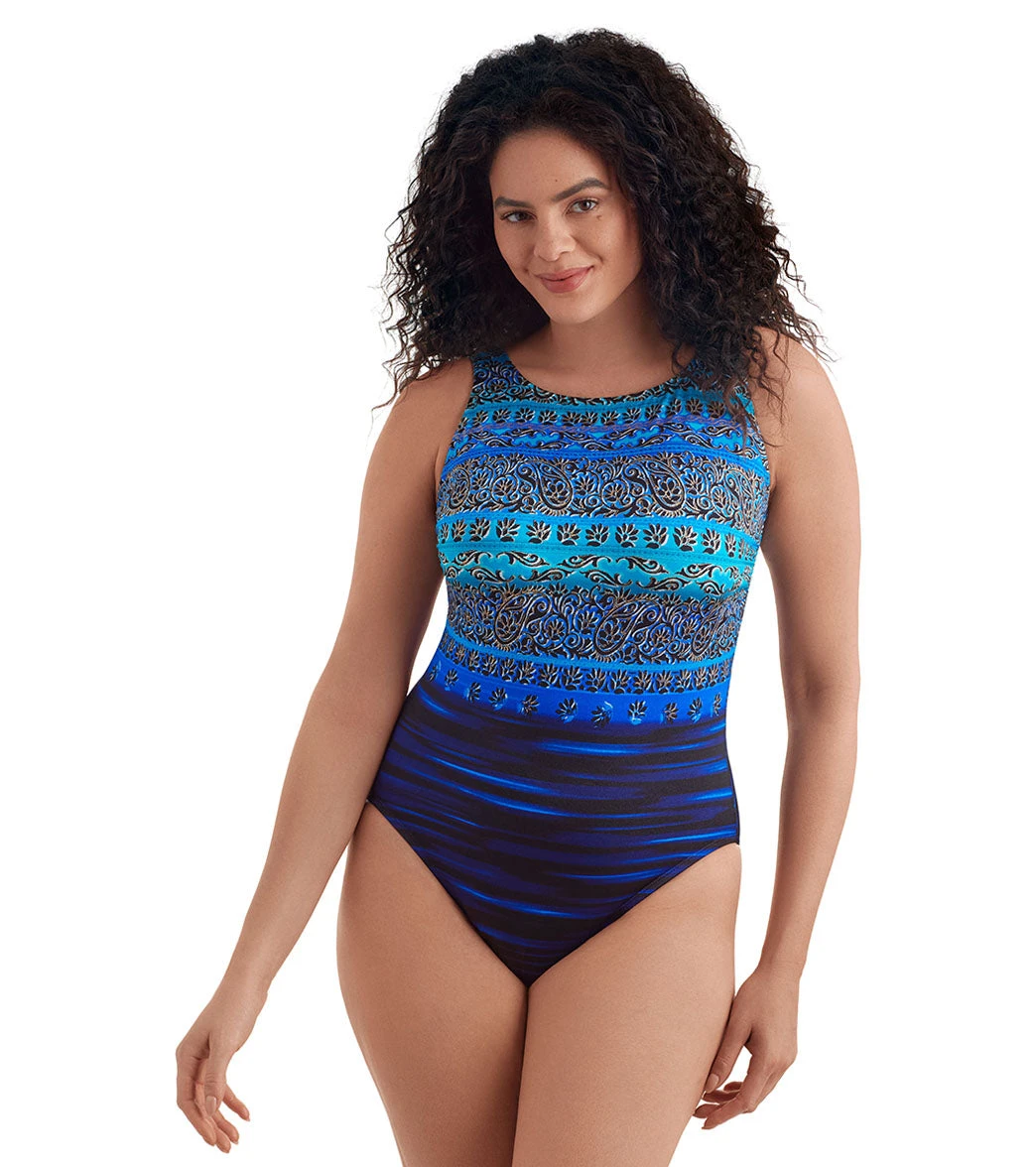 Longitude Women's Just Shine Scoopback High Neck Modern Leg Long Torso One Piece Swimsuit 8 Longitude Women's Just Shine Scoopback High Neck Modern Leg Long Torso One Piece Swimsuit - Image 6