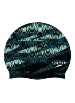Speedo Printed Silicone Swim Cap -Swimwear Outlet 8667190657192 darktealsemitide