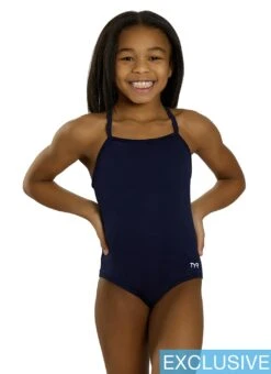 TYR Girls' Solid Durafast Elite Addy Diamondfit One Piece Swimsuit (Little Kid, Big Kid) 17 TYR Girls' Solid Durafast Elite Addy Diamondfit One Piece Swimsuit (Little Kid, Big Kid) -Swimwear Outlet 8671242027176 navy 1a