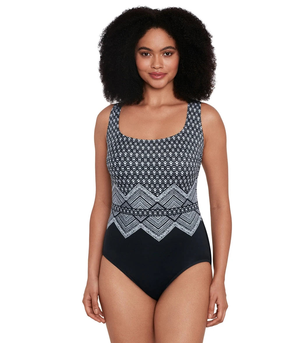 Longitude Women's Lace To The Top Triple Cross Back Tank Long Torso One Piece Swimsuit 10 Longitude Women's Lace To The Top Triple Cross Back Tank Long Torso One Piece Swimsuit - Image 8