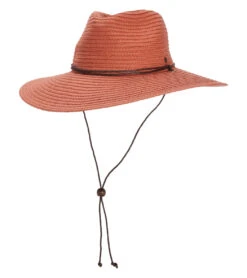 Wallaroo Women's Sanibel Wide Brim Straw Hat -Swimwear Outlet 8678228689064 coral