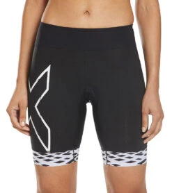 2XU Women's Compression Tri Short 25 2XU Women's Compression Tri Short -Swimwear Outlet 8680470413480 blackblackwhitelines 1a