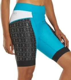 TYR Women's 8" Competitor Tri Short -Swimwear Outlet 8680742650024 turqgreywhite 2a