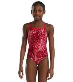 TYR Girls' Atolla Diamondfit One Piece Swimsuit 34 TYR Girls' Atolla Diamondfit One Piece Swimsuit -Swimwear Outlet 8682068902056 red 1a