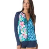 Beach House Women's Tropical Grid Ava Long Sleeve Rash Guard -Swimwear Outlet 8683645862056 multi 1a