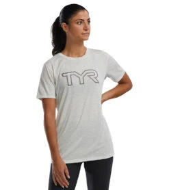 TYR Unisex Ulltasoft Lightweight Big Logo Tech T-Shirt -Swimwear Outlet 8683660607656 ashheather 4a