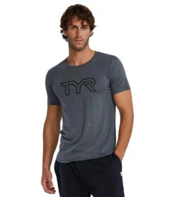 TYR Unisex Ulltasoft Lightweight Big Logo Tech T-Shirt -Swimwear Outlet 8683660607656 charcoalheather 1a